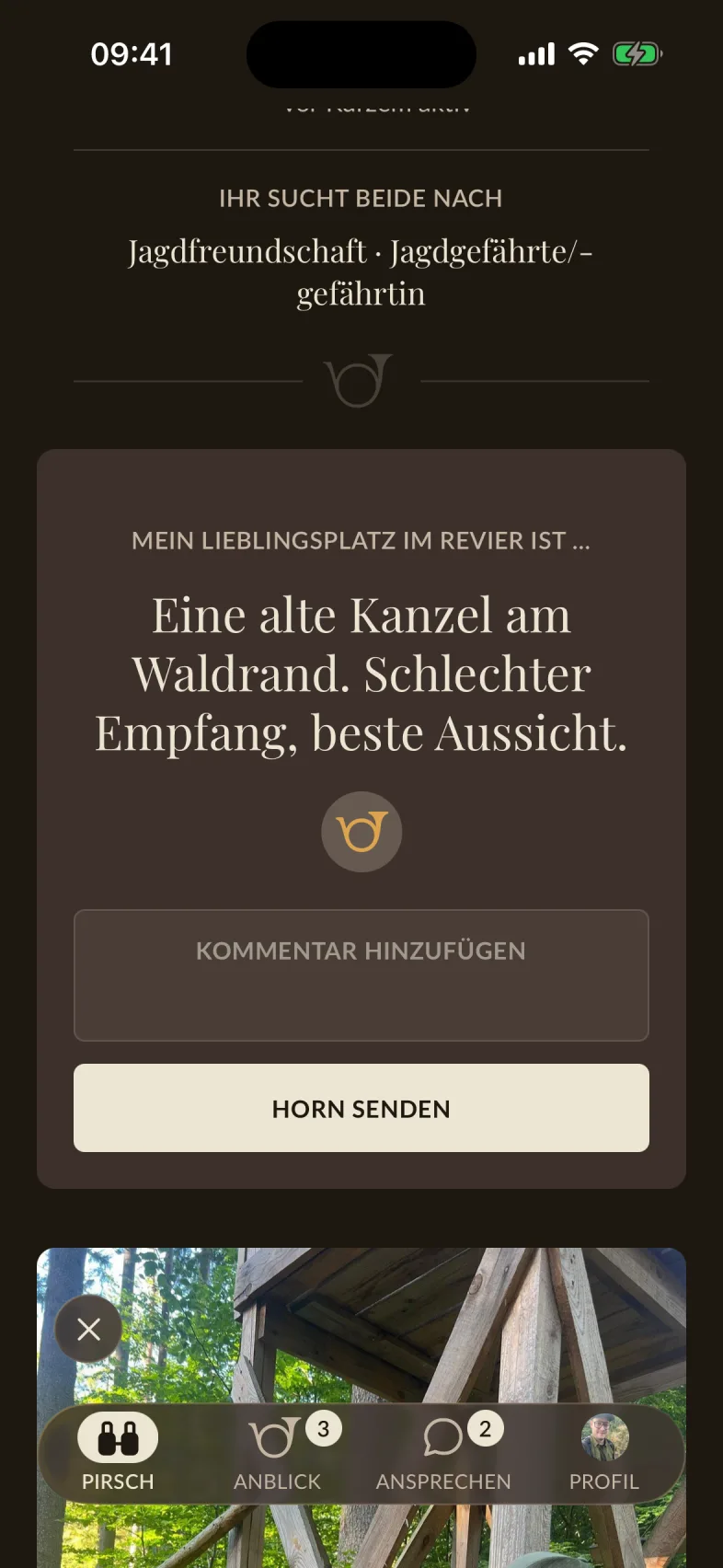 Das Fenster zum Horn, mit dem Feld für einen Kommentar