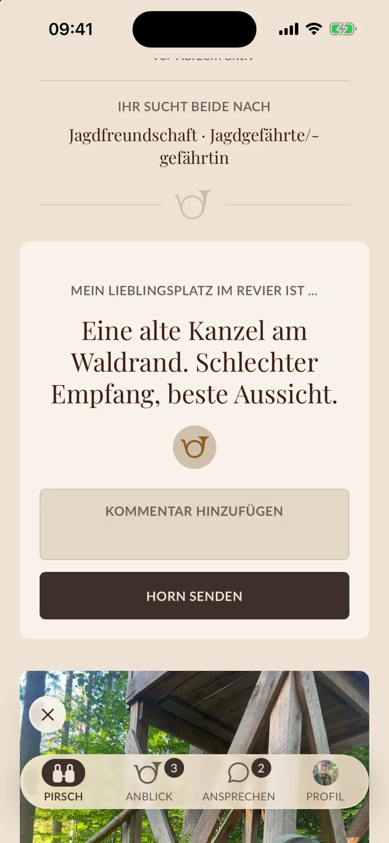 Das Fenster zum Horn, mit dem Feld für einen Kommentar